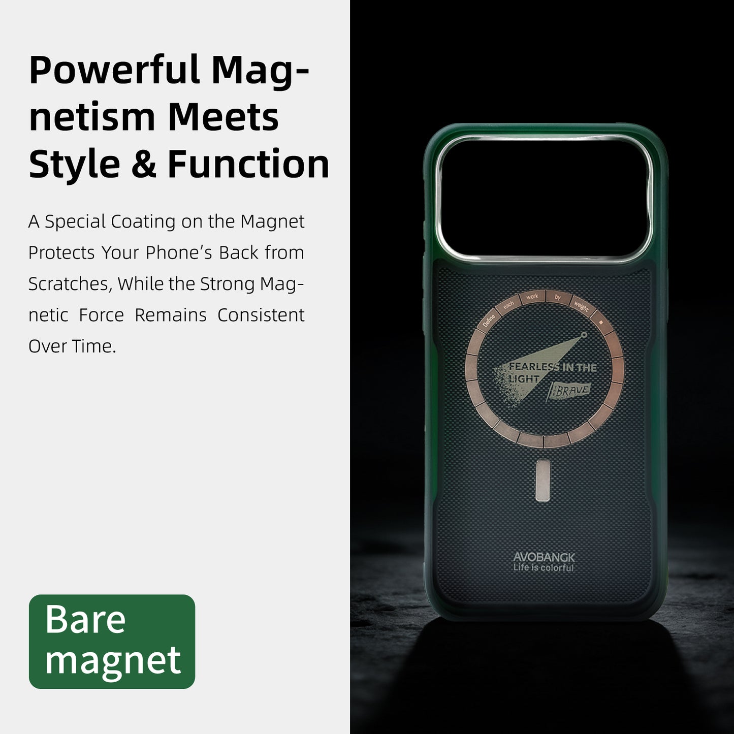 AVOBANGK Aurora Green Glow-in-the-Dark Magnetic Vectran Fiber Case for iPhone 17 Pro Max