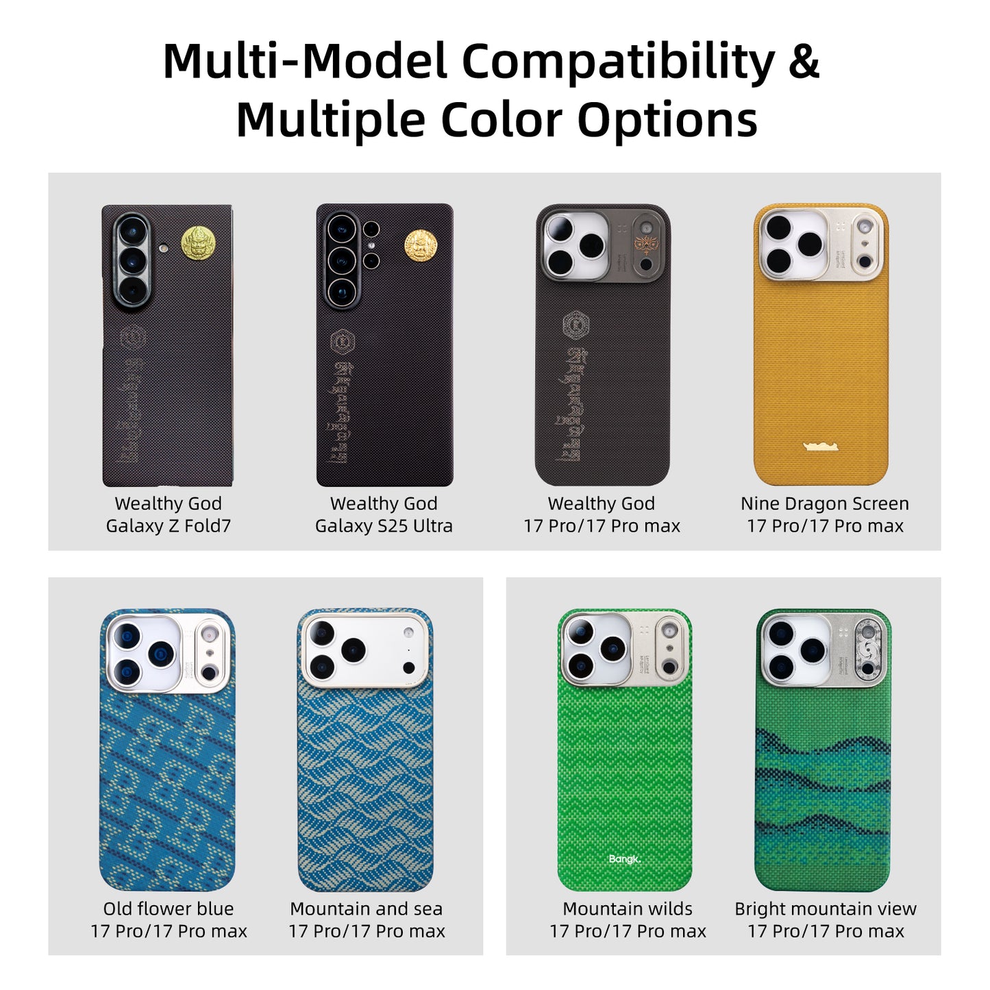 AVOBANGK Green Monogram Half-Cover Magnetic Vectran Fiber Case for iPhone 17 Pro Max