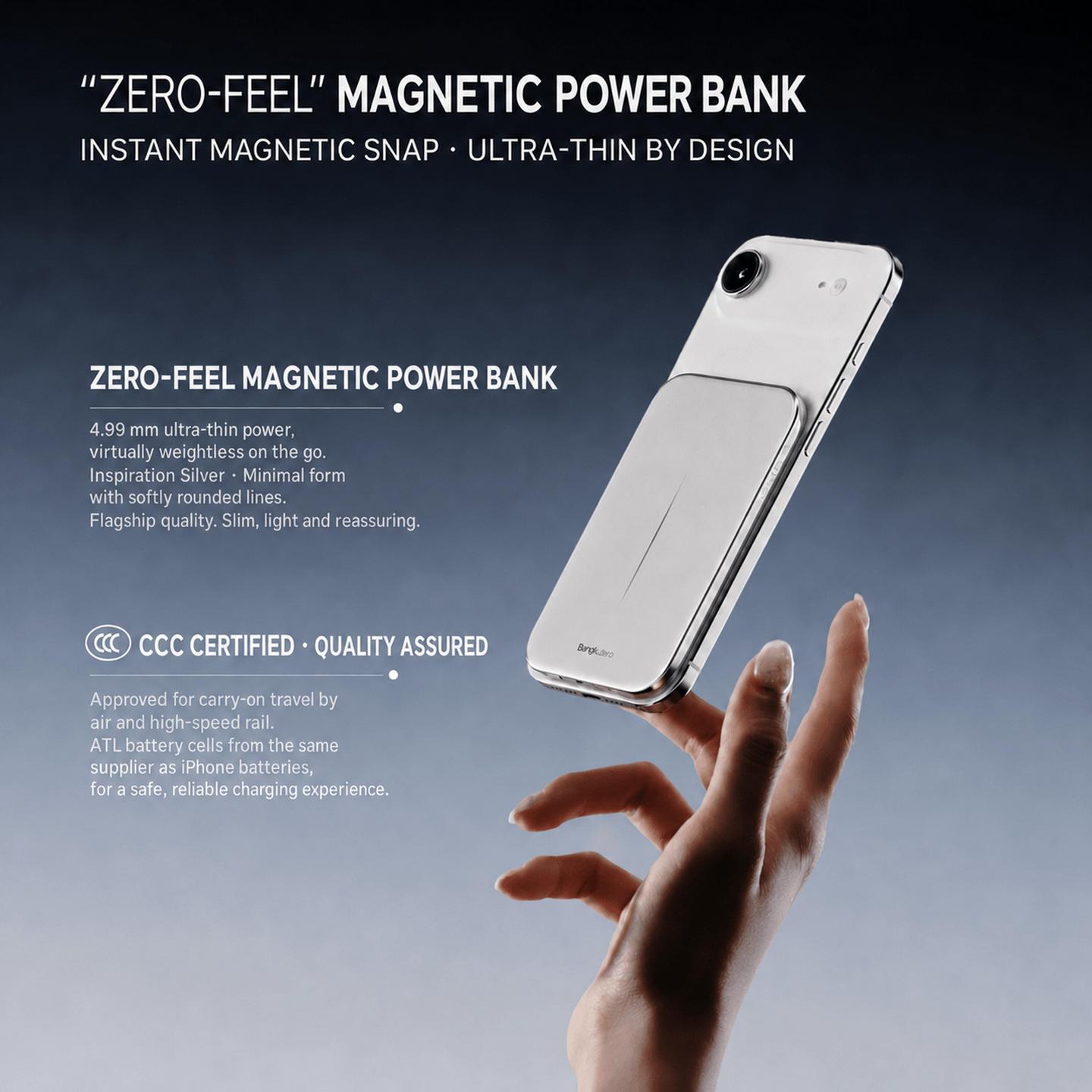 BangK.zero Zero-Feel Magnetic Power Bank 3000mah